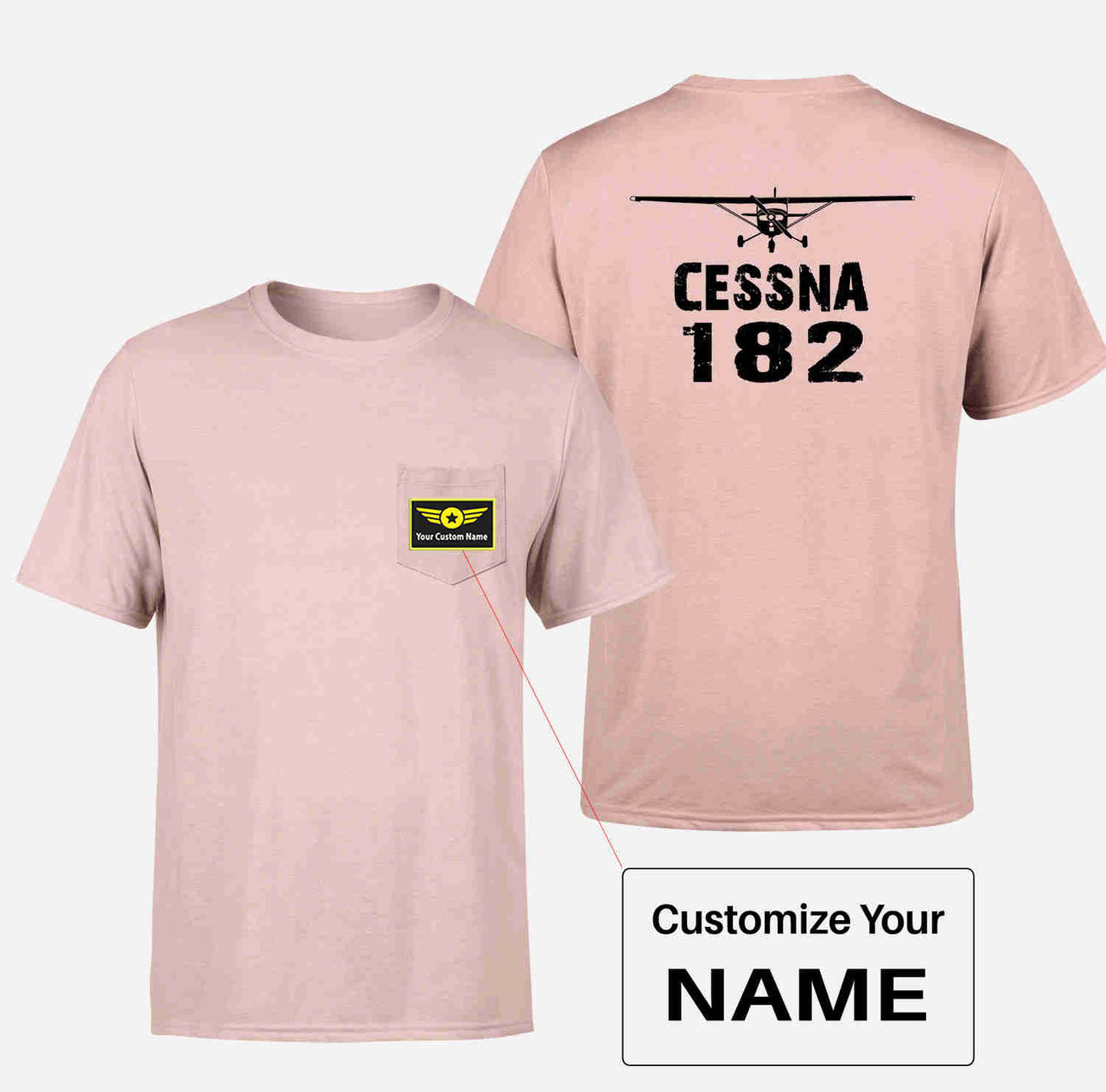 Cessna 182 & Plane Designed Pocket T-Shirts