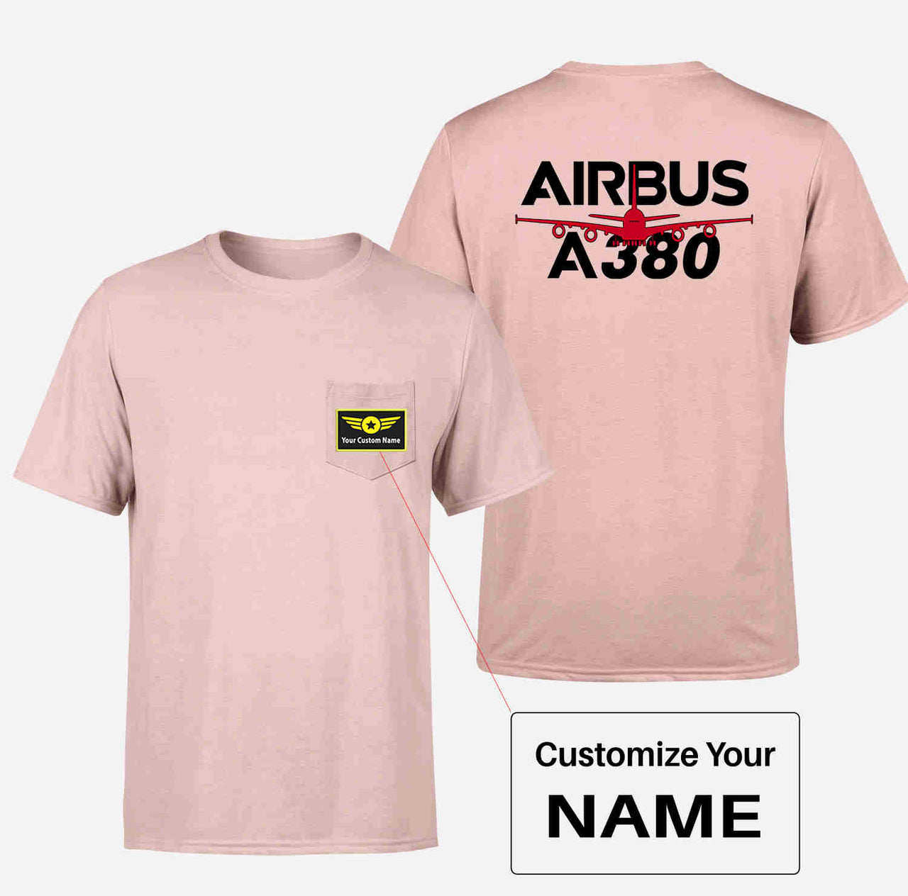 Amazing Airbus A380 Designed Pocket T-Shirts