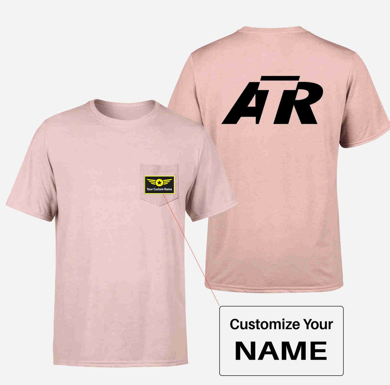 ATR & Text Designed Pocket T-Shirts