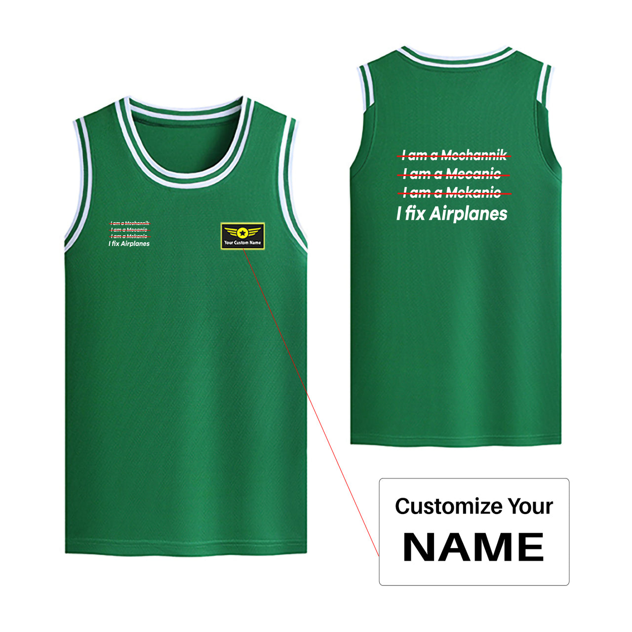 I Fix Airplanes Designed Basketball Style Sports Tank Tops