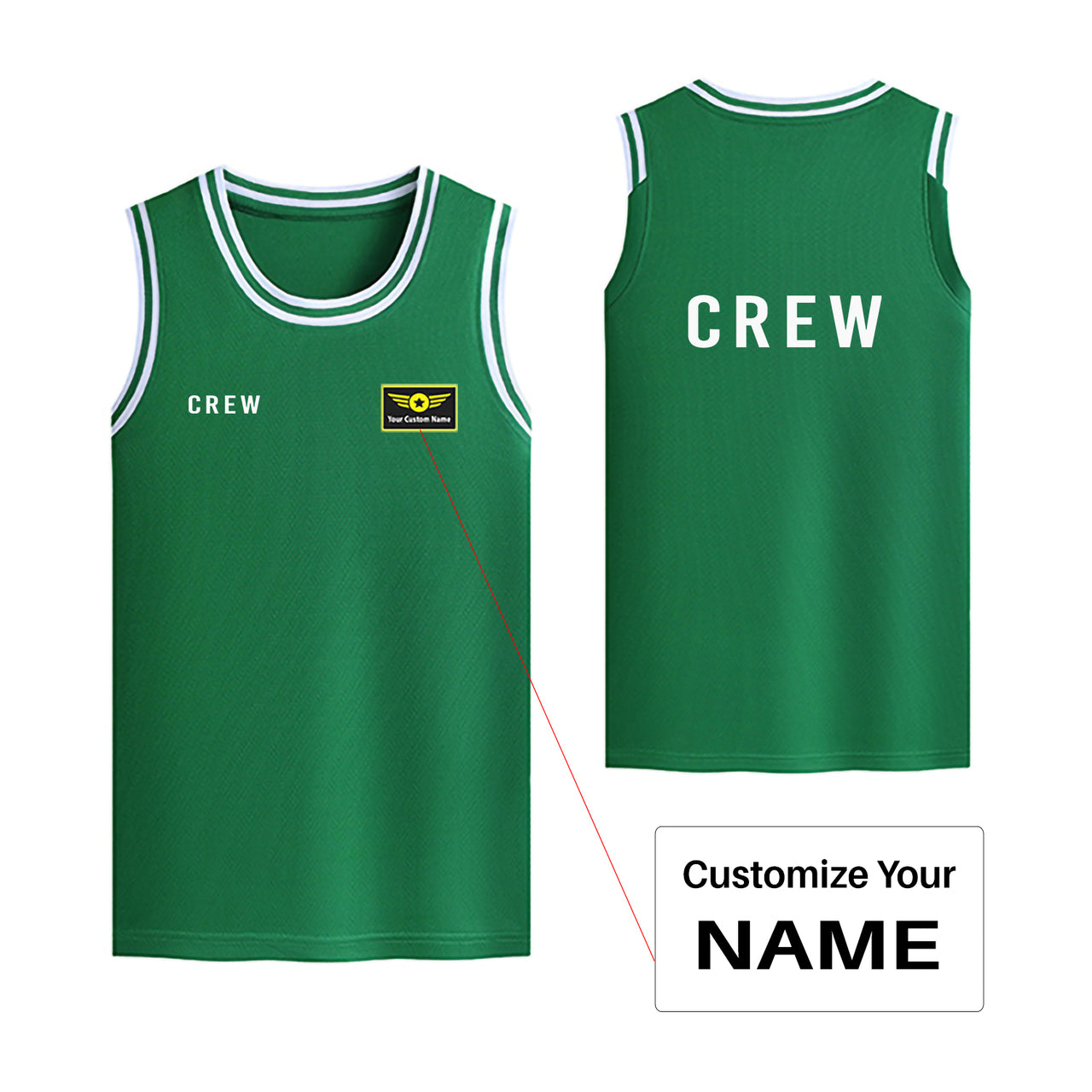 CREW & Text Designed Basketball Style Sports Tank Tops