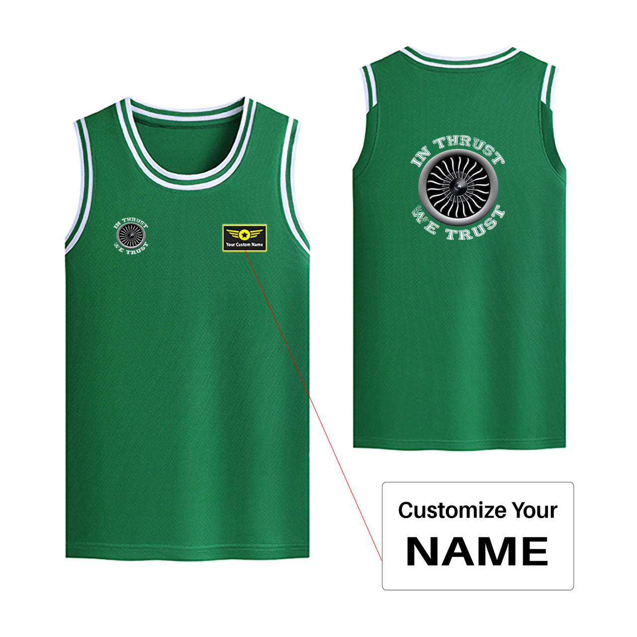 In Thrust We Trust (Vol 2) Designed Basketball Style Sports Tank Tops