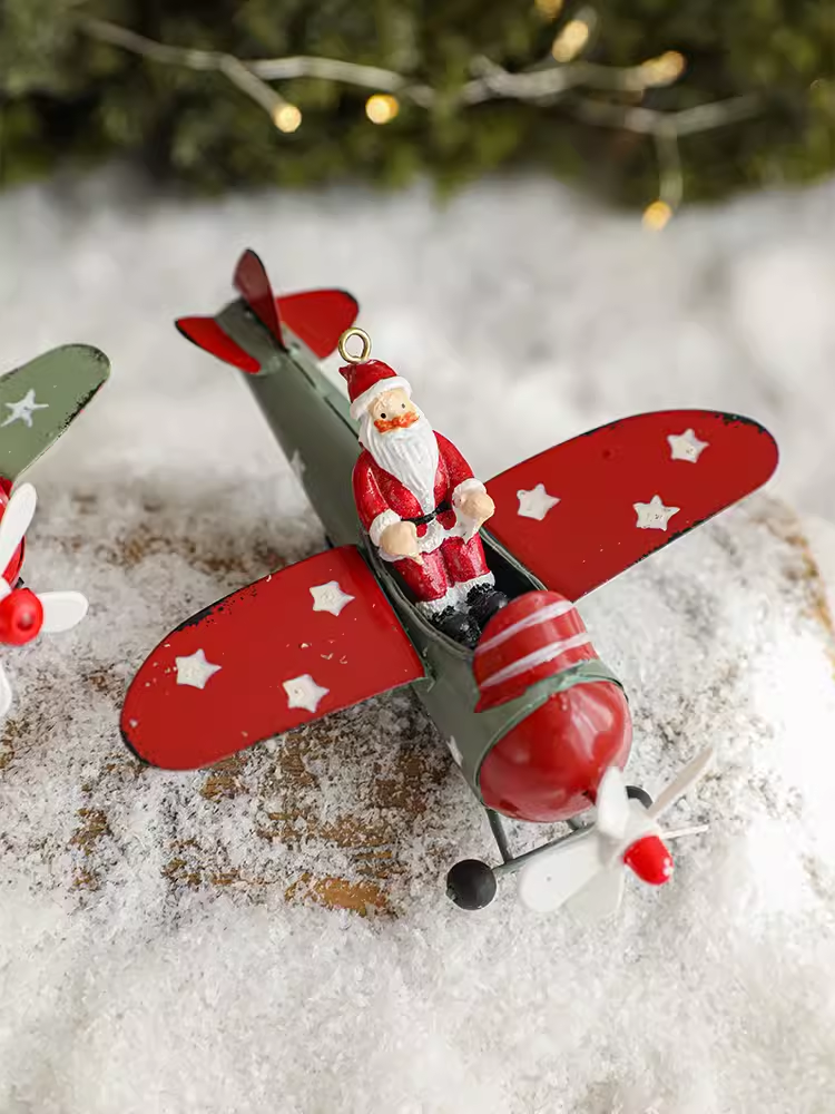 Flying Airplane Santa Claus  &Reindeer Claus  for Christmas Tree Didiseaon Ornaments