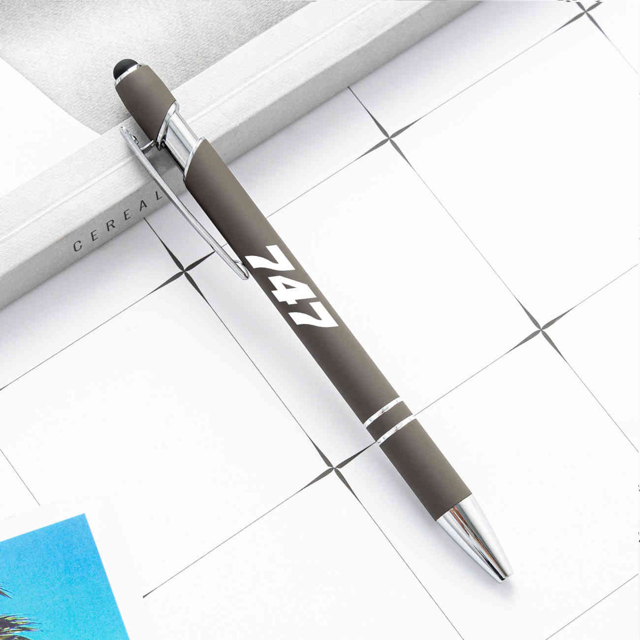 747 Flat Text Designed Ballpens Capacitive Screen Touch Pens