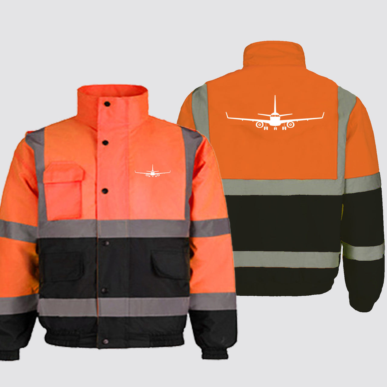 Embraer E-190 Silhouette Plane Designed Reflective Winter Jackets