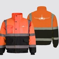 Thumbnail for Embraer E-190 Silhouette Plane Designed Reflective Winter Jackets