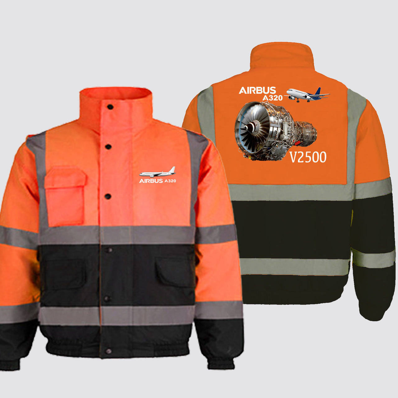 Airbus A320 & V2500 Engine Designed Reflective Winter Jackets