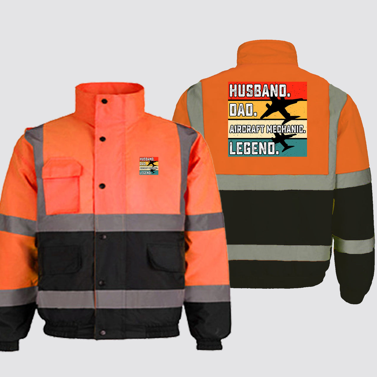 Husband & Dad & Aircraft Mechanic & Legend Designed Reflective Winter Jackets