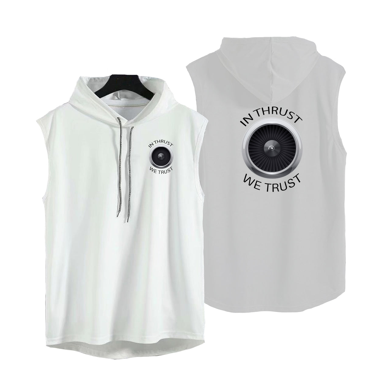 In Thrust We Trust Designed Hooded Tank Tops