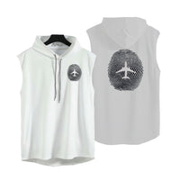 Thumbnail for Aviation Finger Print Designed Hooded Tank Tops