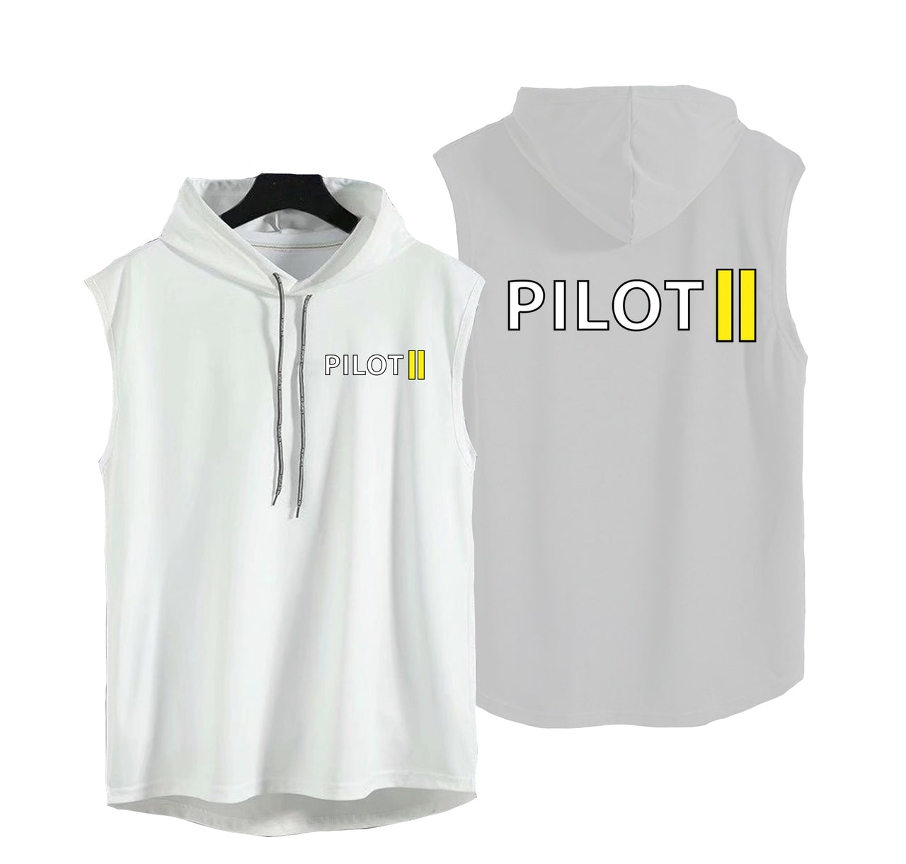 Pilot & Stripes (2 Lines) Designed Hooded Tank Tops