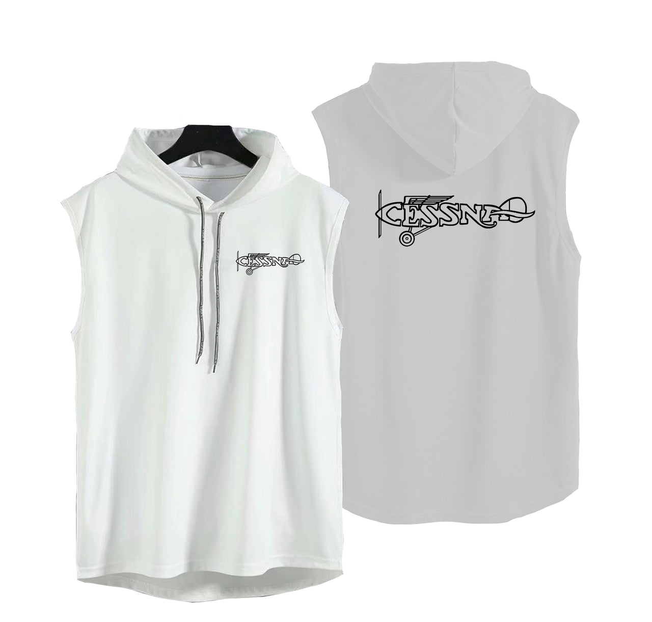 Special Cessna Text Designed Hooded Tank Tops