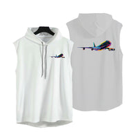 Thumbnail for Multicolor Airplane Designed Hooded Tank Tops