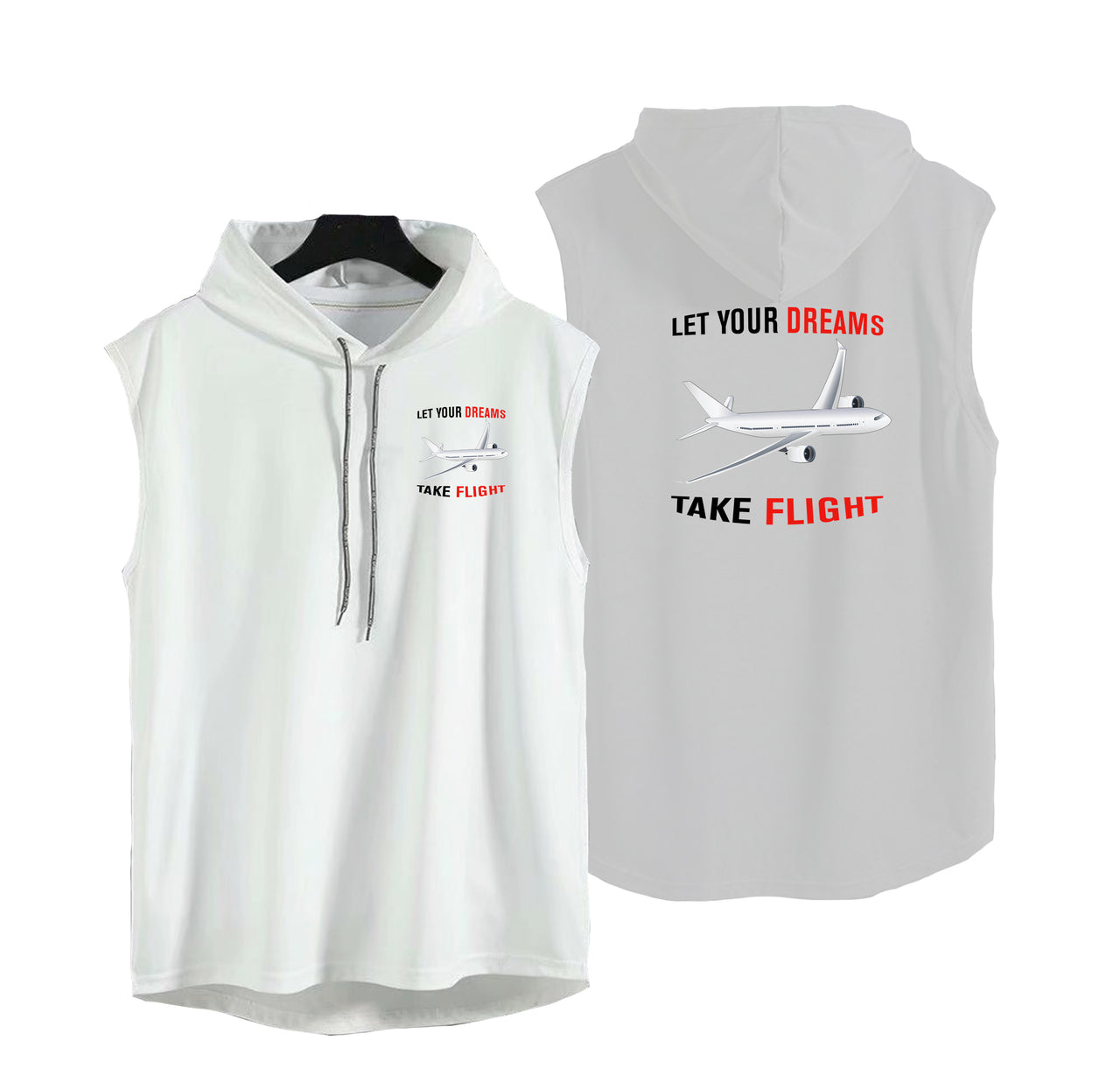 Let Your Dreams Take Flight Designed Hooded Tank Tops