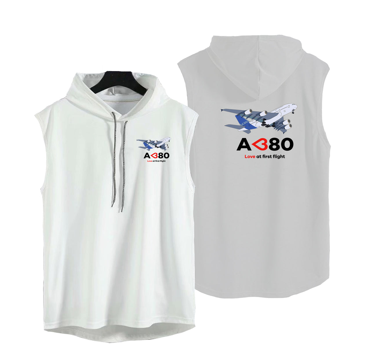 Airbus A380 Love at first flight Designed Hooded Tank Tops