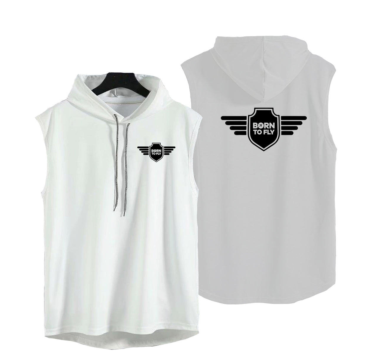 Born To Fly & Badge Designed Hooded Tank Tops