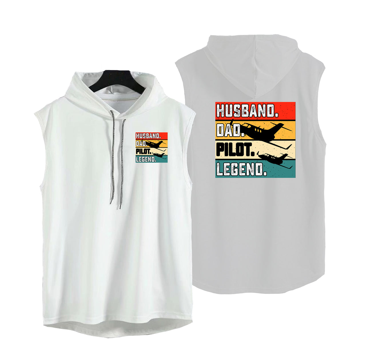 Husband & Dad & Pilot & Legend Designed Hooded Tank Tops