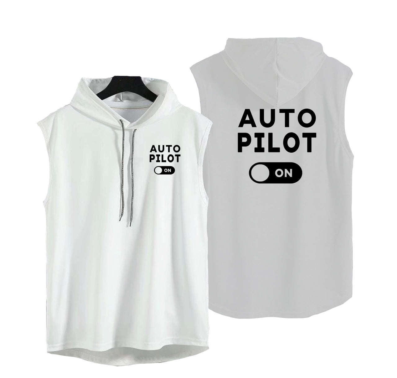 Auto Pilot ON Designed Hooded Tank Tops