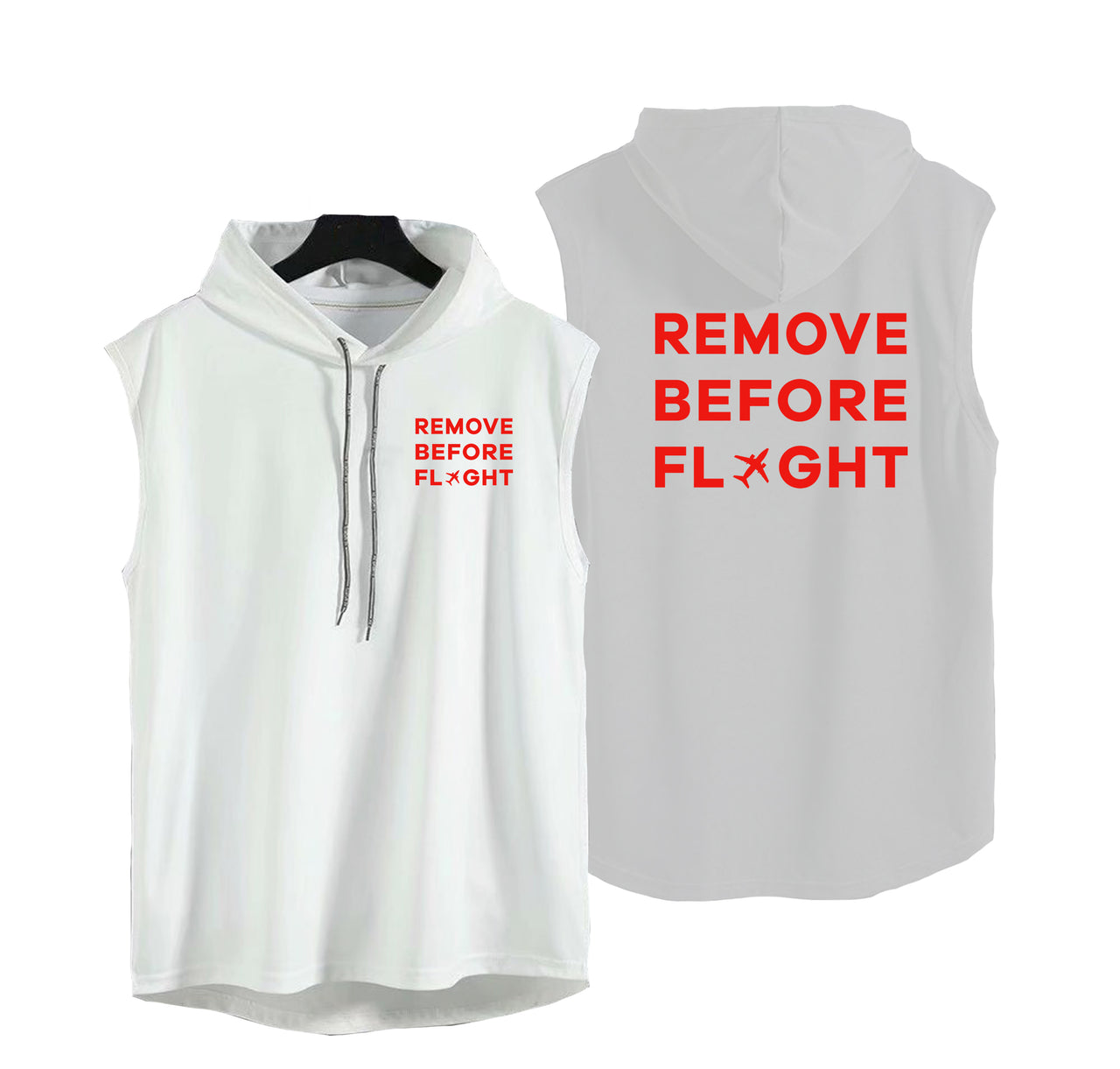 Remove Before Flight Designed Hooded Tank Tops