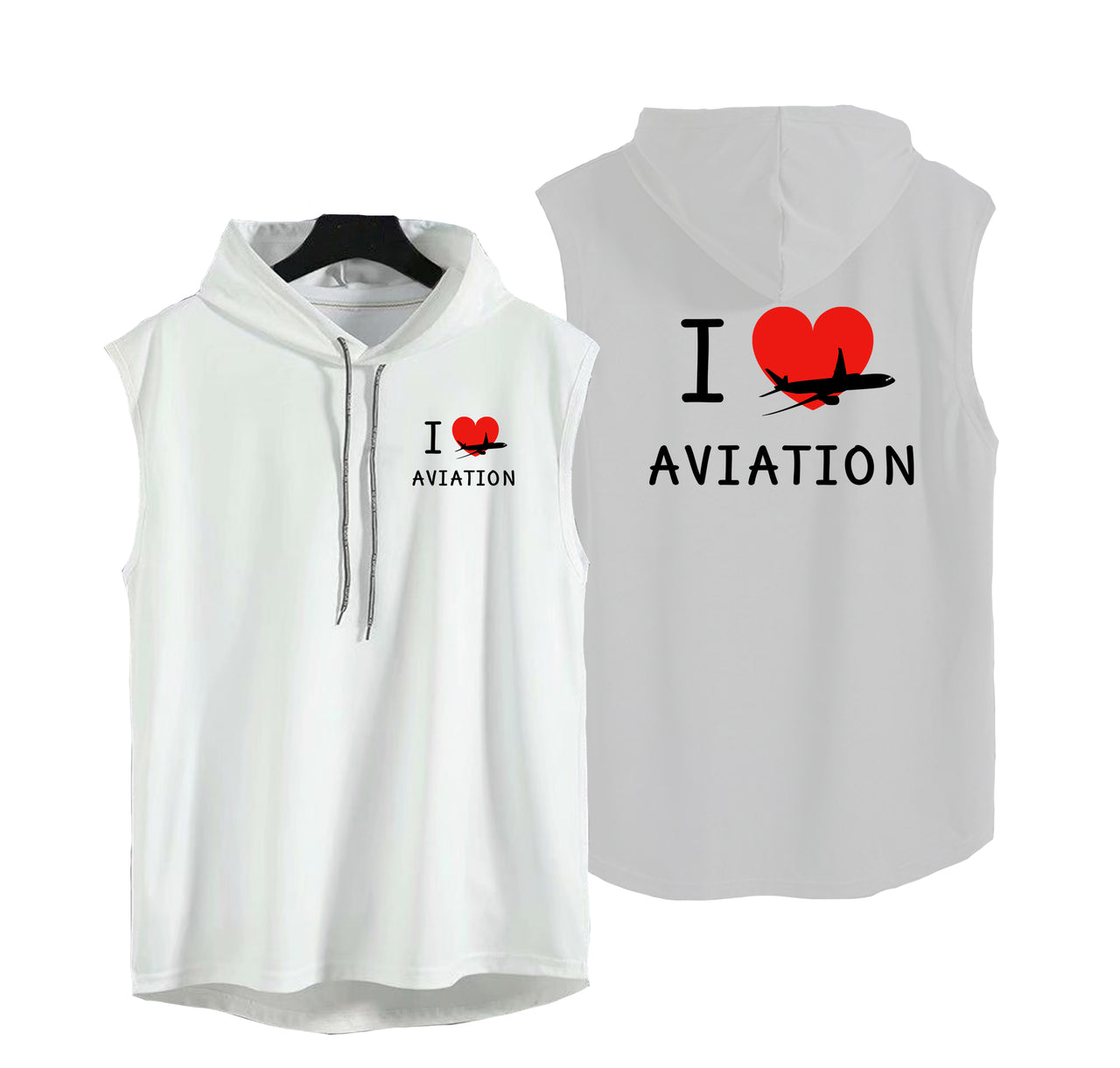 I Love Aviation Designed Hooded Tank Tops