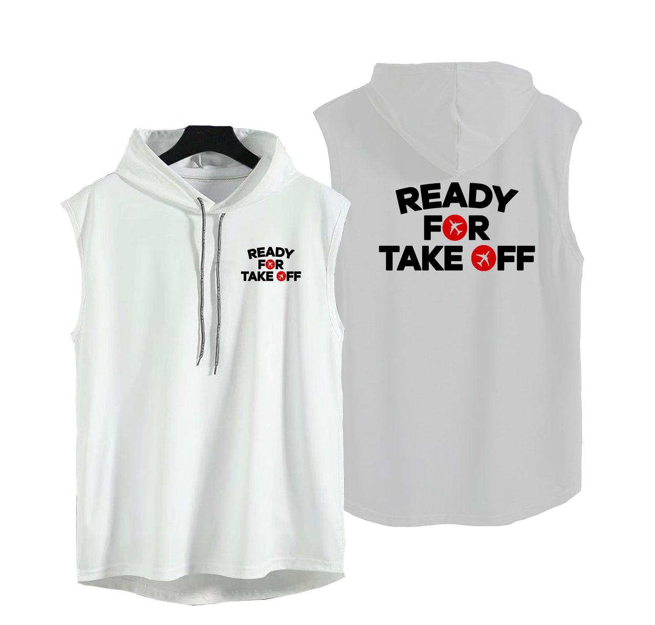 Ready For Takeoff Designed Hooded Tank Tops