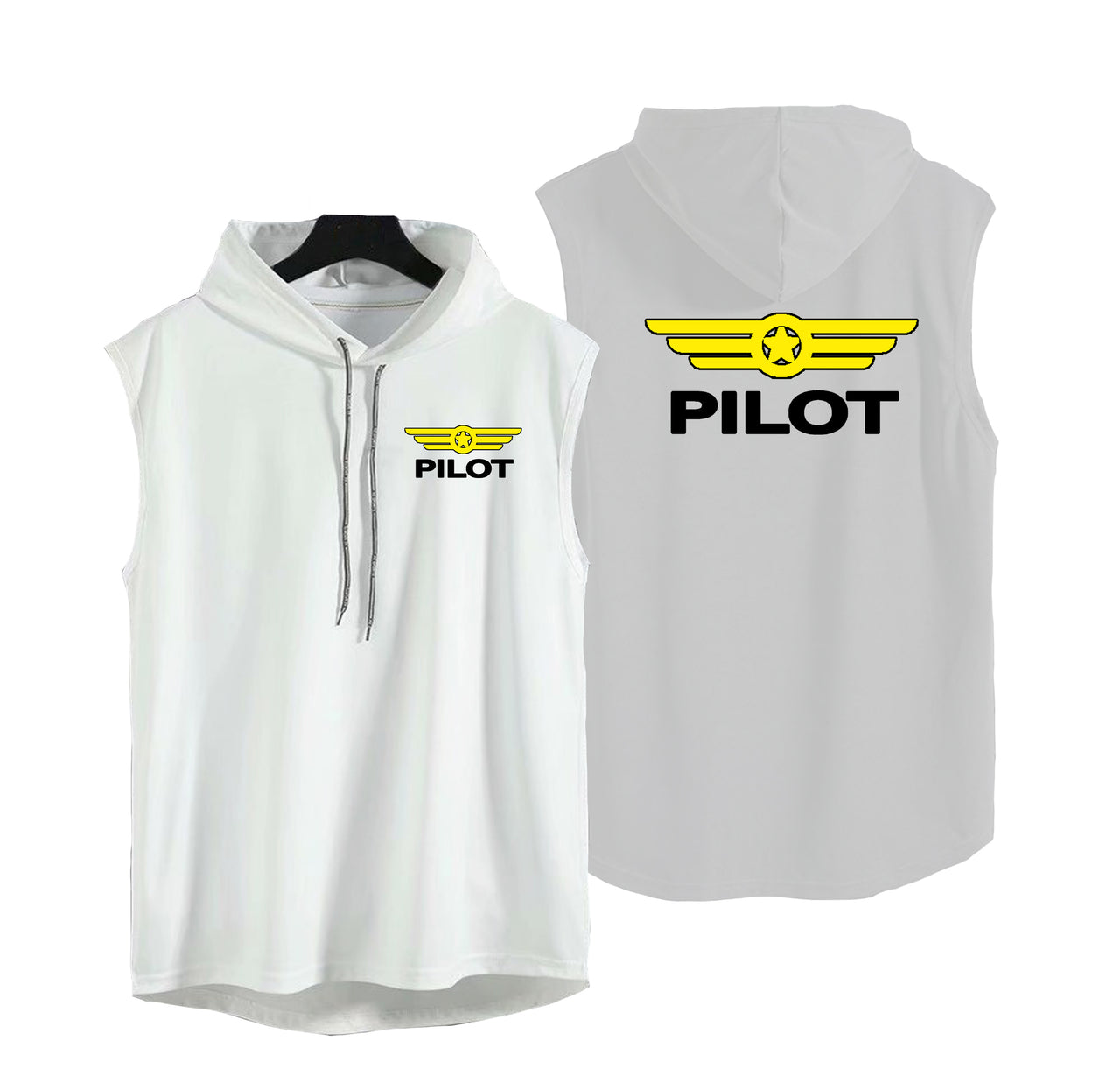 Pilot & Badge Designed Hooded Tank Tops