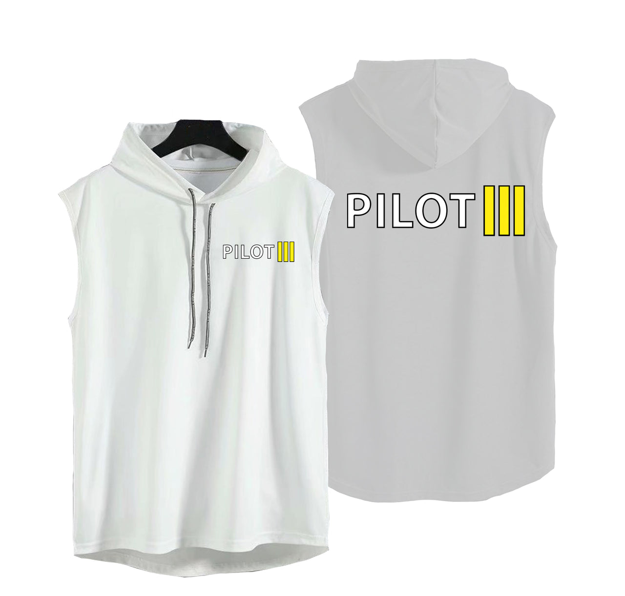 Pilot & Stripes (3 Lines) Designed Hooded Tank Tops