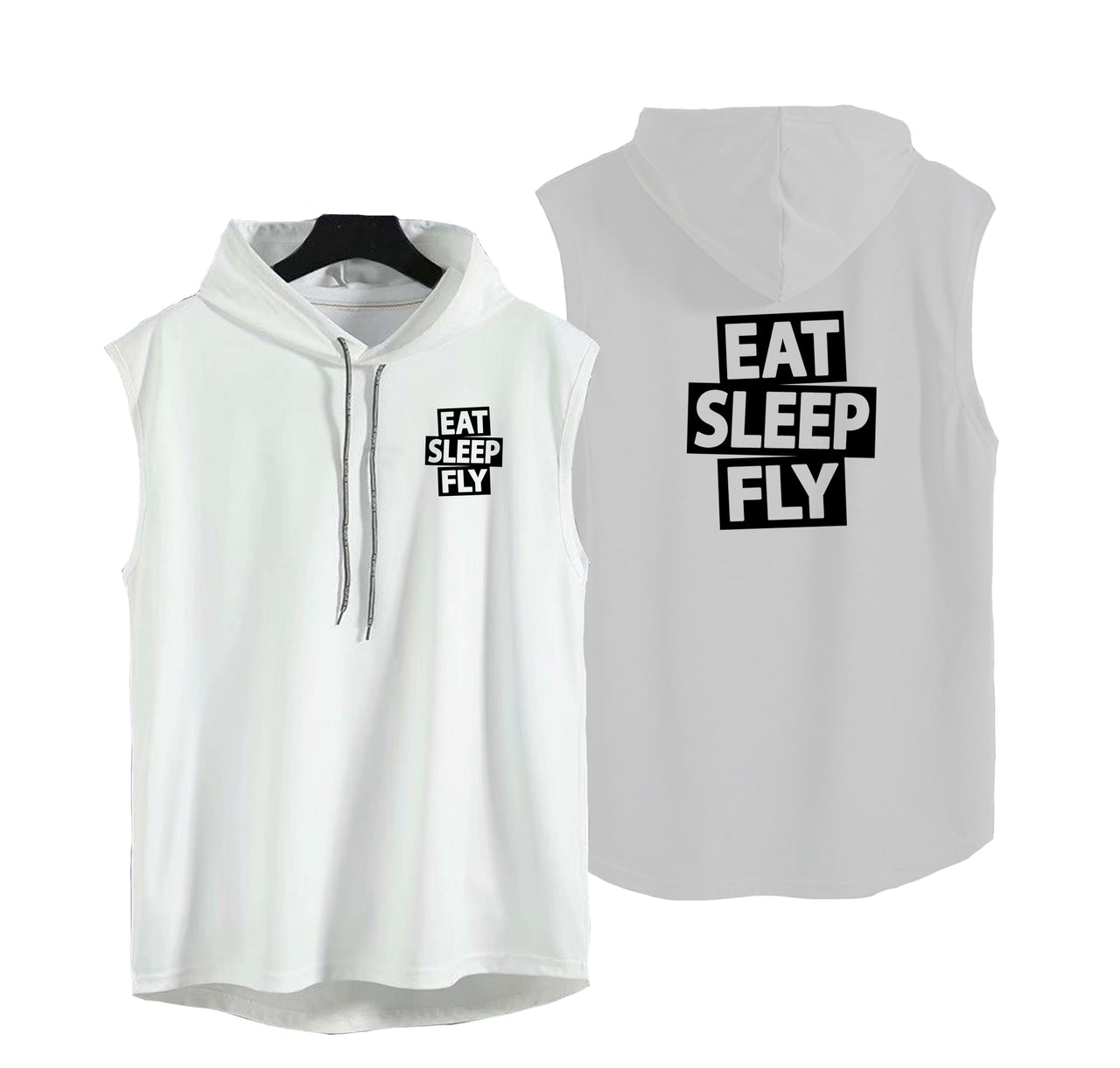 Eat Sleep Fly Designed Hooded Tank Tops