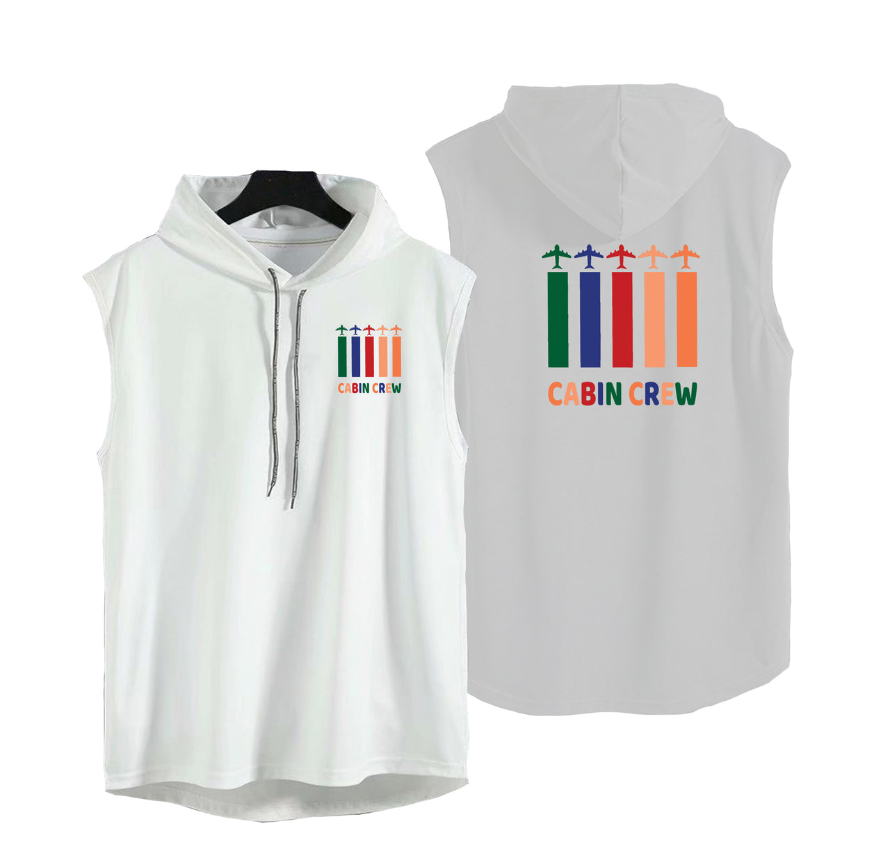 Colourful Cabin Crew Designed Hooded Tank Tops