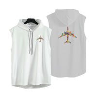 Thumbnail for Colourful Airplane Designed Hooded Tank Tops