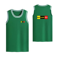 Thumbnail for Eat Sleep Fly (Colourful) Designed Basketball Style Sports Tank Tops