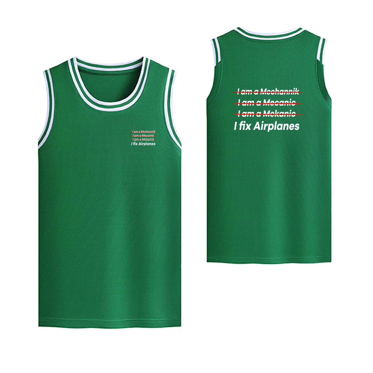 I Fix Airplanes Designed Basketball Style Sports Tank Tops