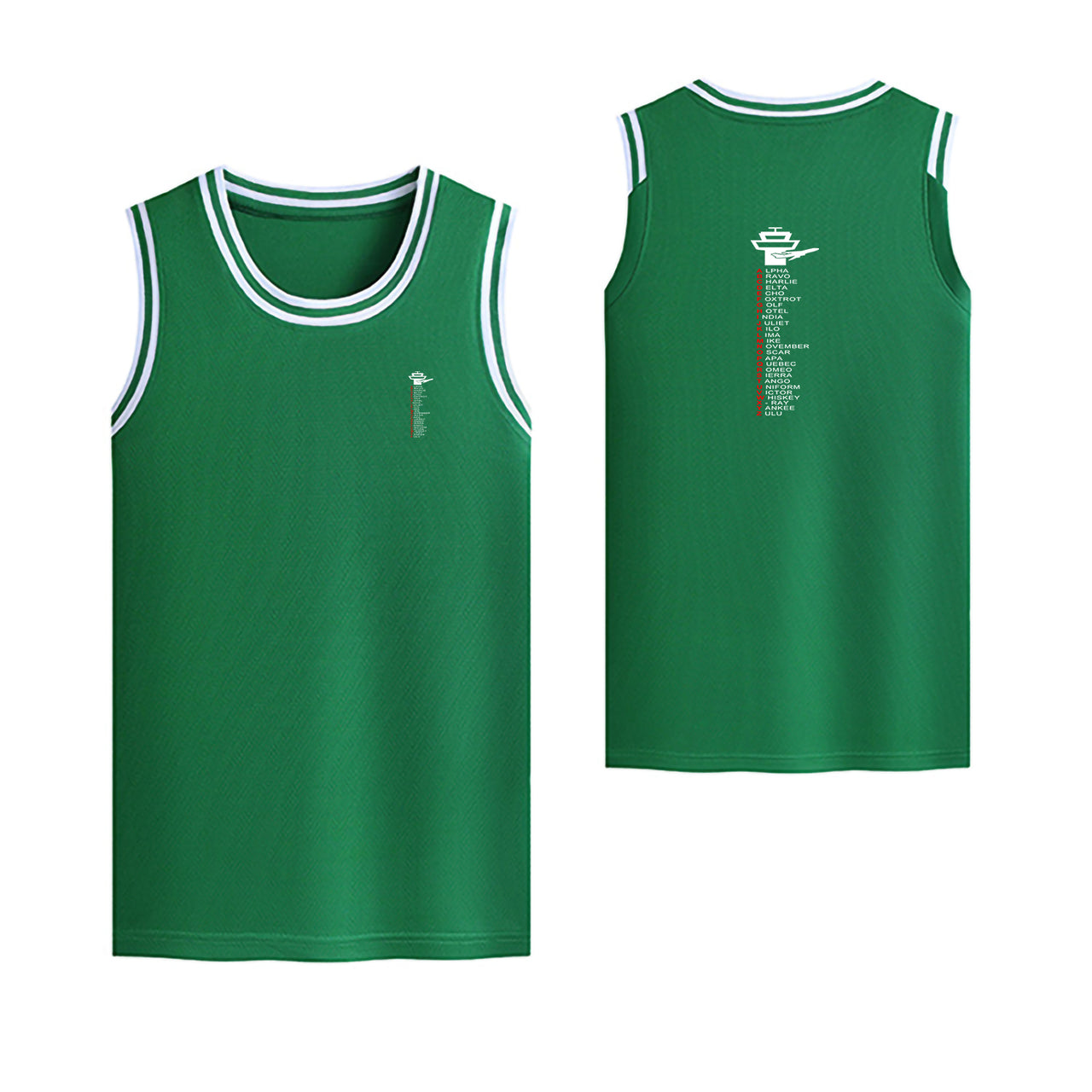 Aviation Alphabet Designed Basketball Style Sports Tank Tops