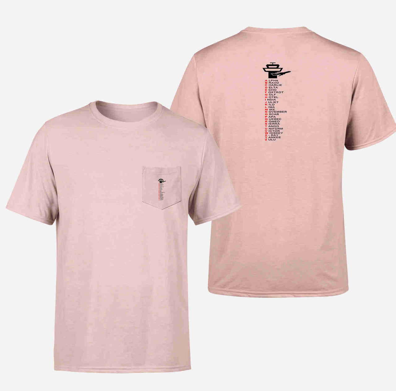 Aviation Alphabet Designed Pocket T-Shirts