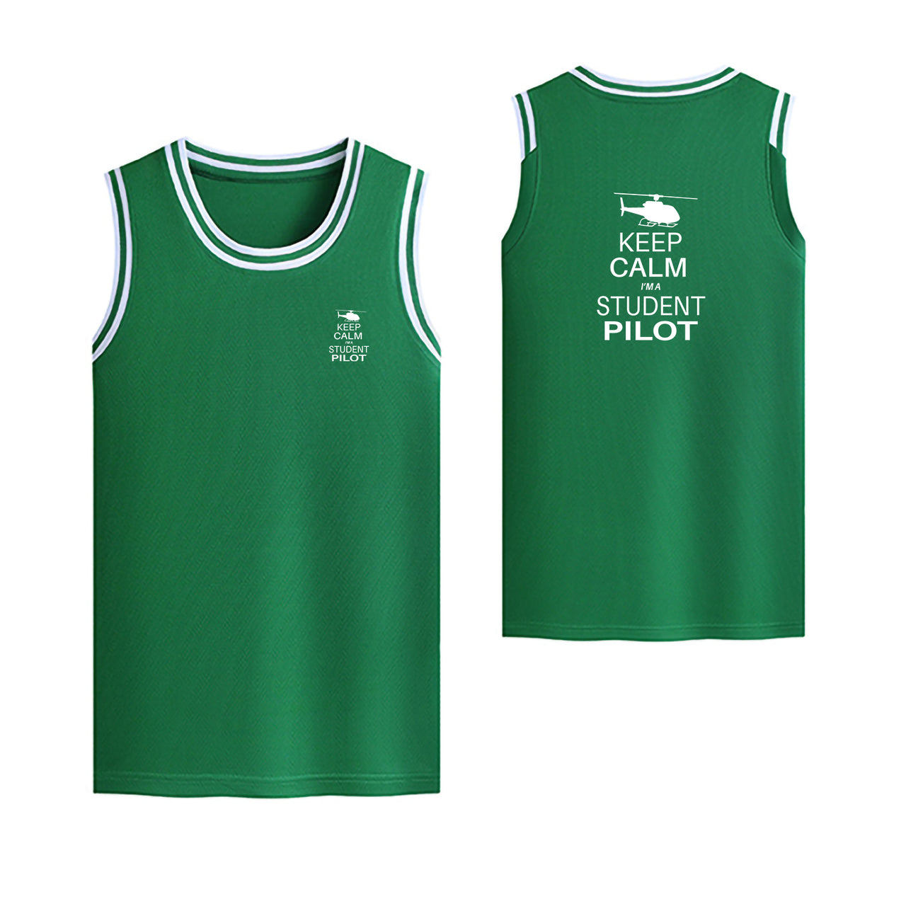 Student Pilot (Helicopter) Designed Basketball Style Sports Tank Tops