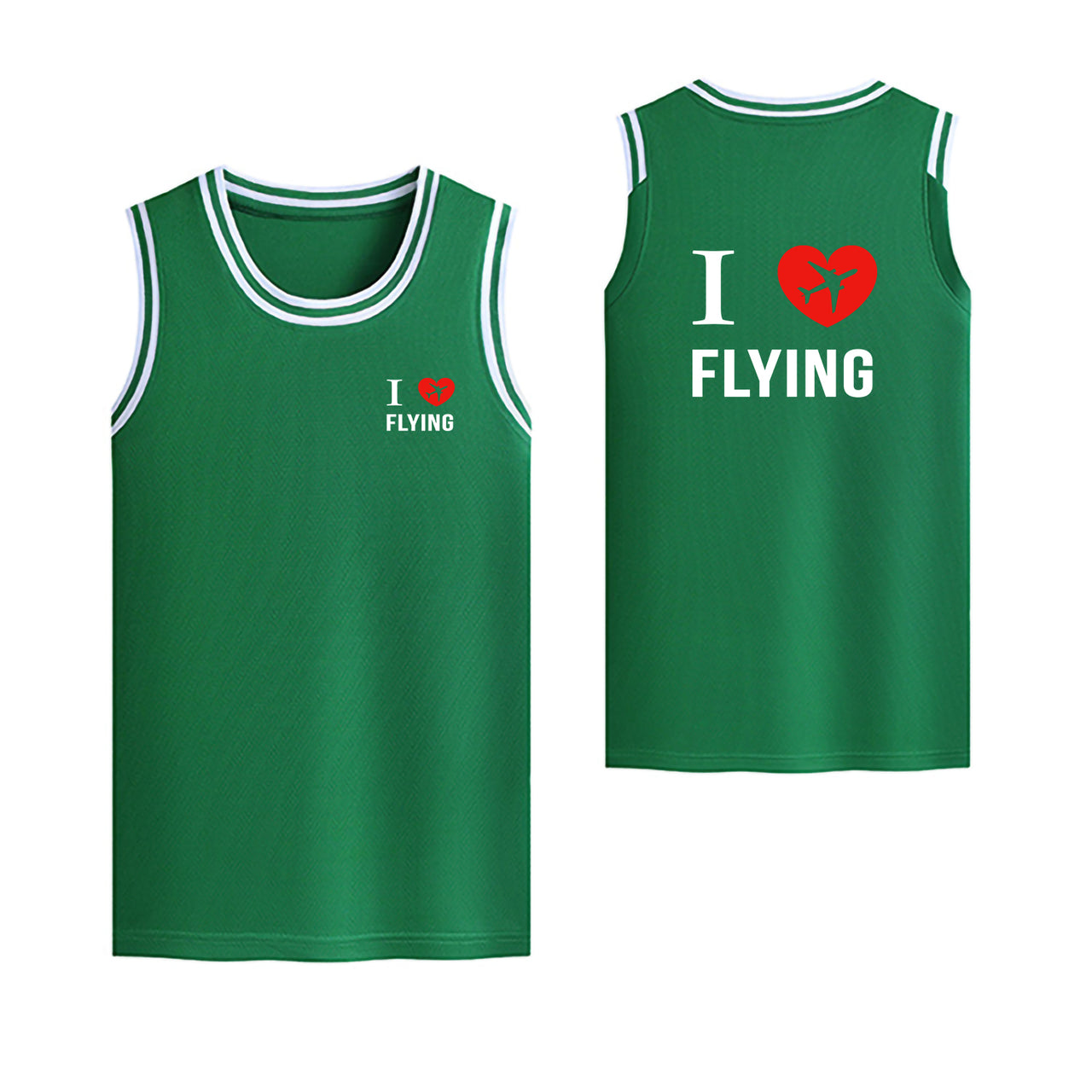 I Love Flying Designed Basketball Style Sports Tank Tops