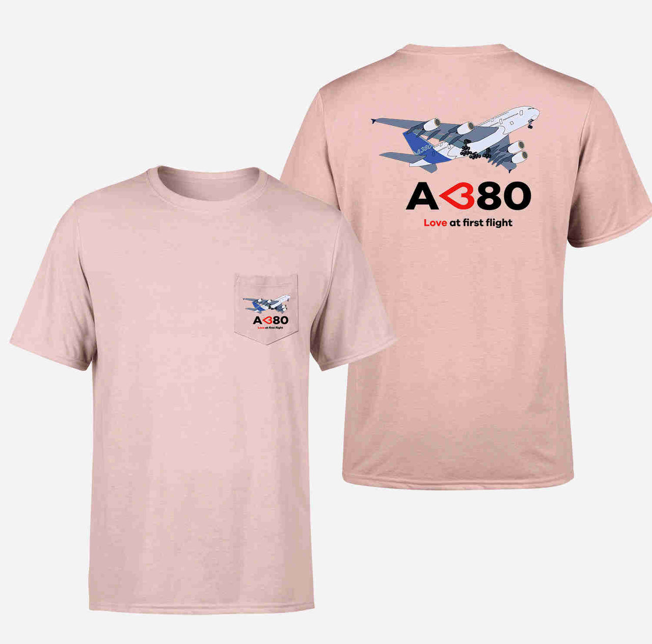 Airbus A380 Love at first flight Designed Pocket T-Shirts