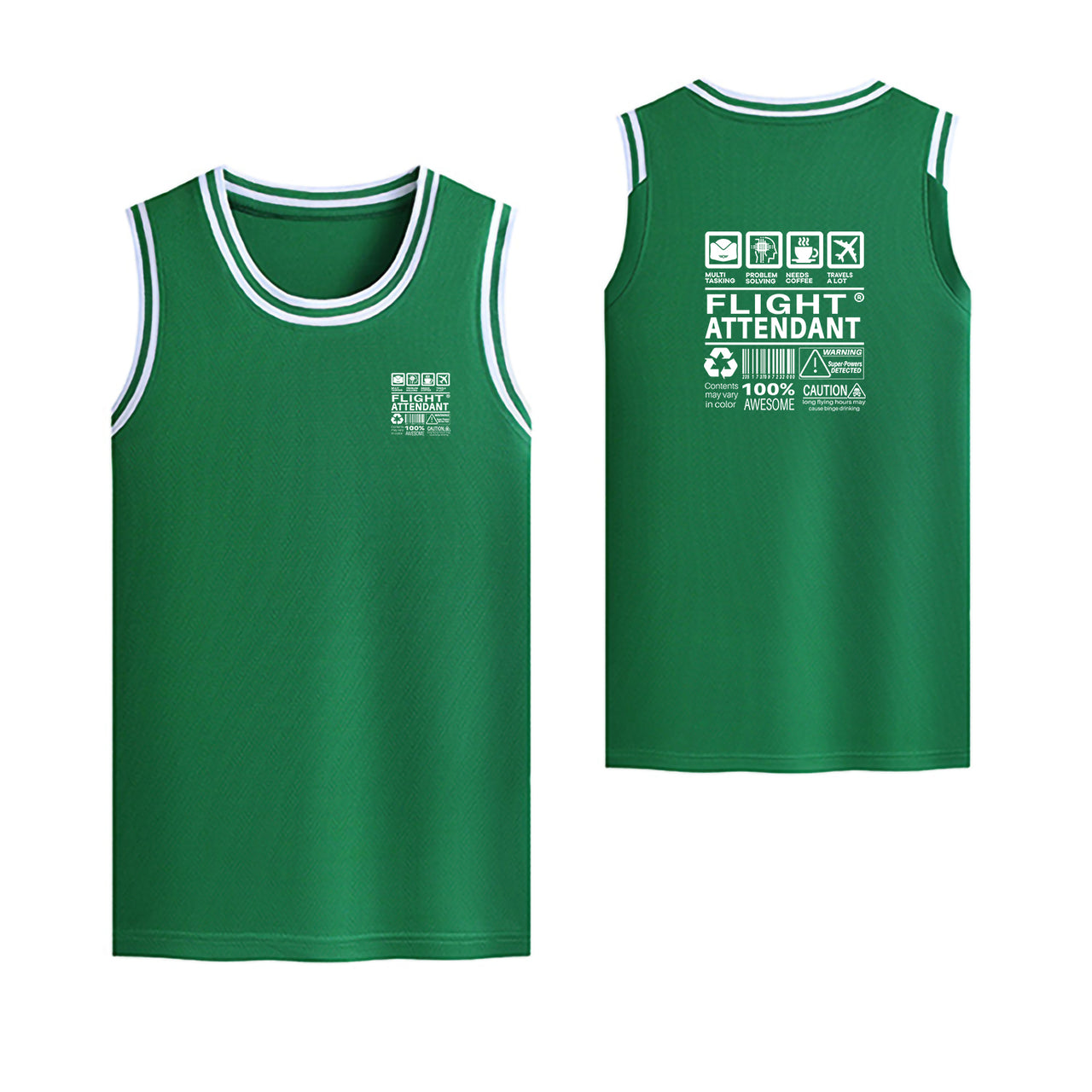 Flight Attendant Label Designed Basketball Style Sports Tank Tops