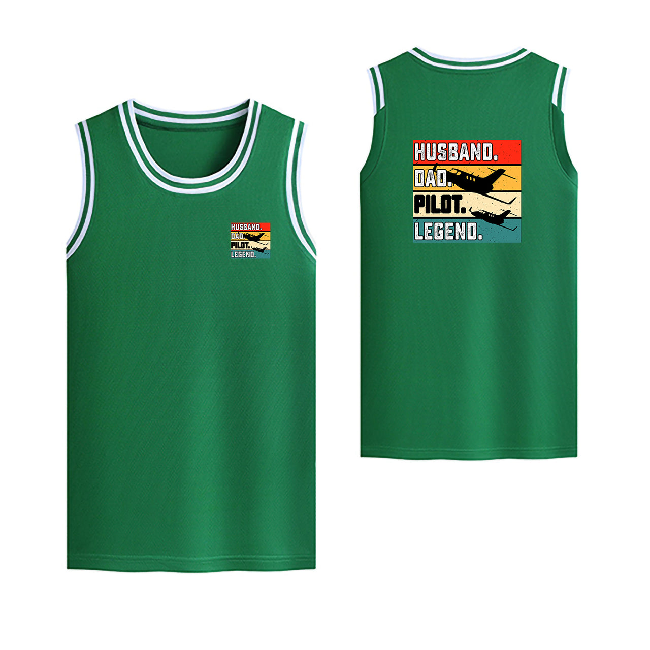 Husband & Dad & Pilot & Legend Designed Basketball Style Sports Tank Tops