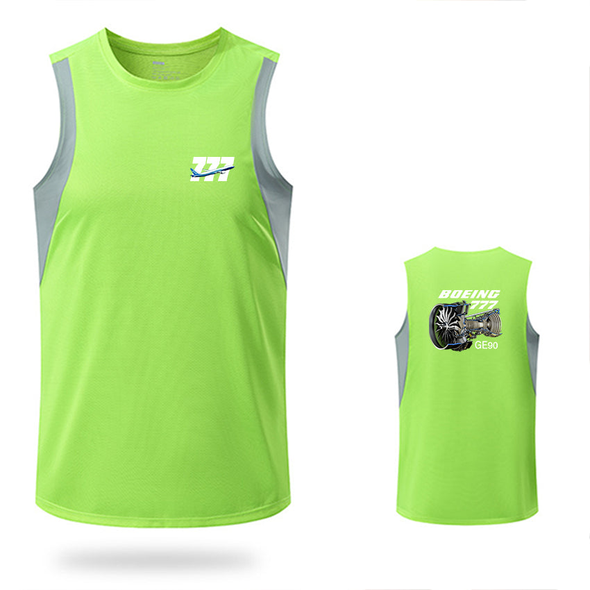 Boeing 777 & GE90 Engine Designed Men Sleeveless T-shirt Quick Dry Vests