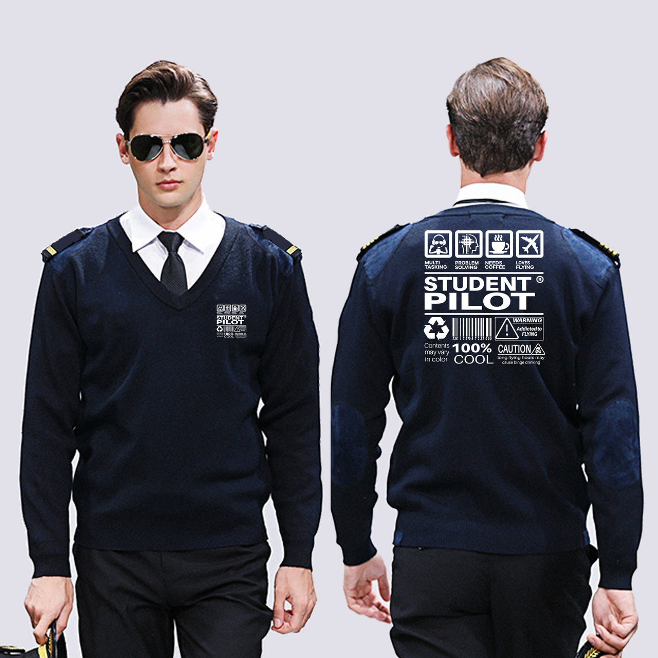 Student Pilot Label Designed Wool Pilot Sweaters