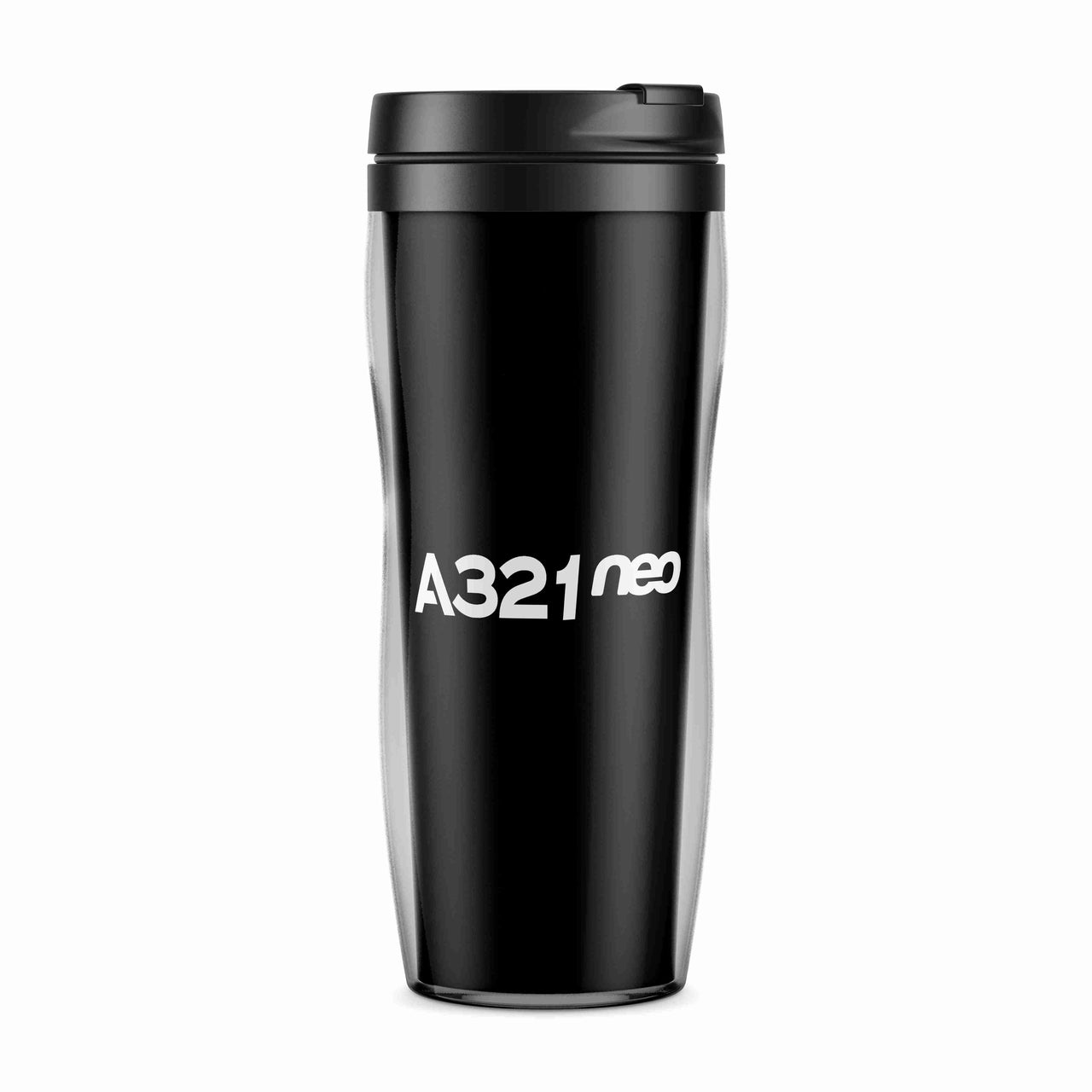 A321neo & Text Designed Plastic Travel Mugs