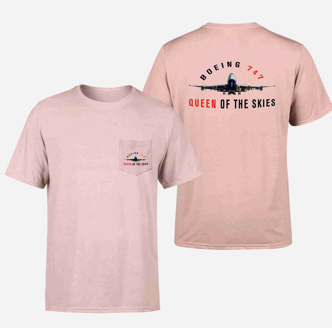 Boeing 747 Queen of the Skies Designed Pocket T-Shirts