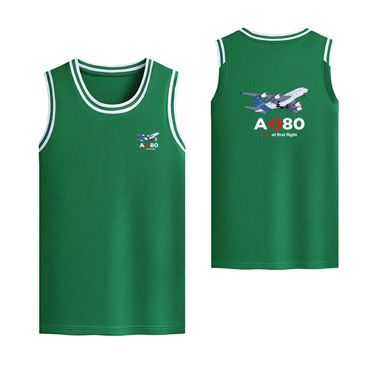 Airbus A380 Love at first flight Designed Basketball Style Sports Tank Tops