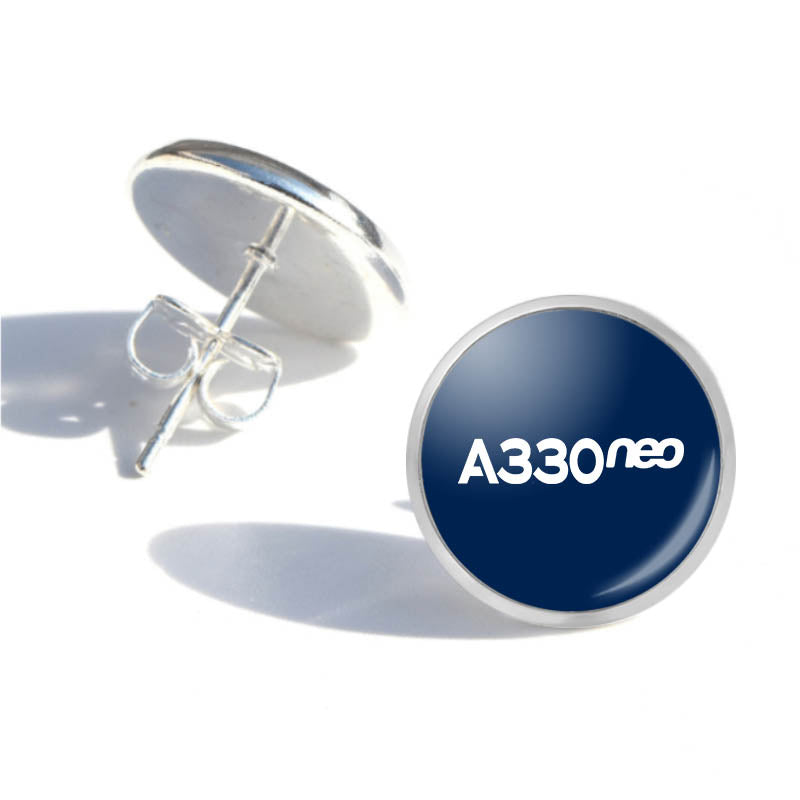 A330neo & Text Designed Stud Earrings