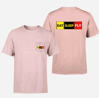 Thumbnail for Eat Sleep Fly (Colourful) Designed Pocket T-Shirts