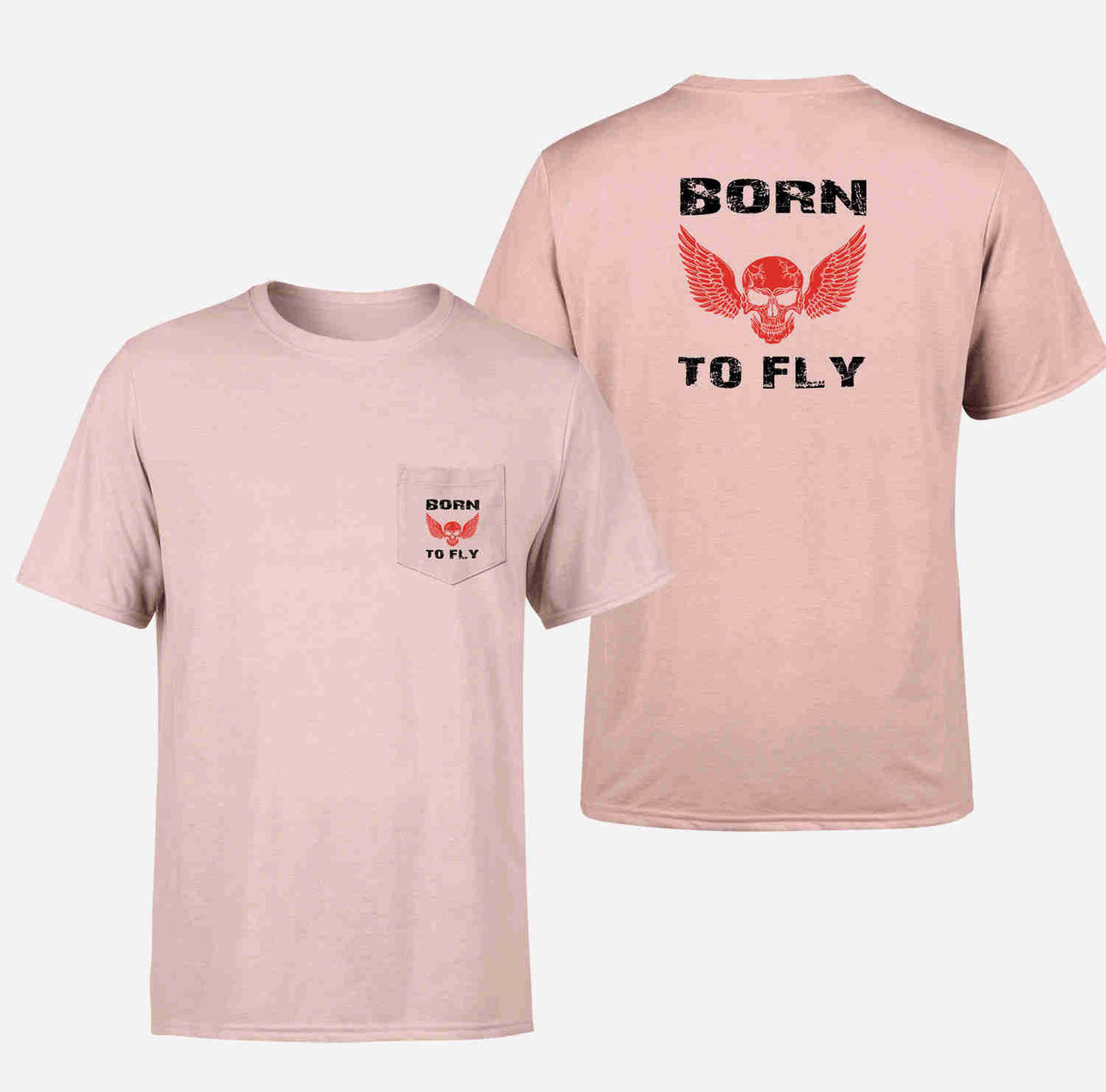 Born To Fly SKELETON Designed Pocket T-Shirts