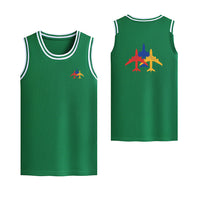 Thumbnail for Colourful 3 Airplanes Designed Basketball Style Sports Tank Tops