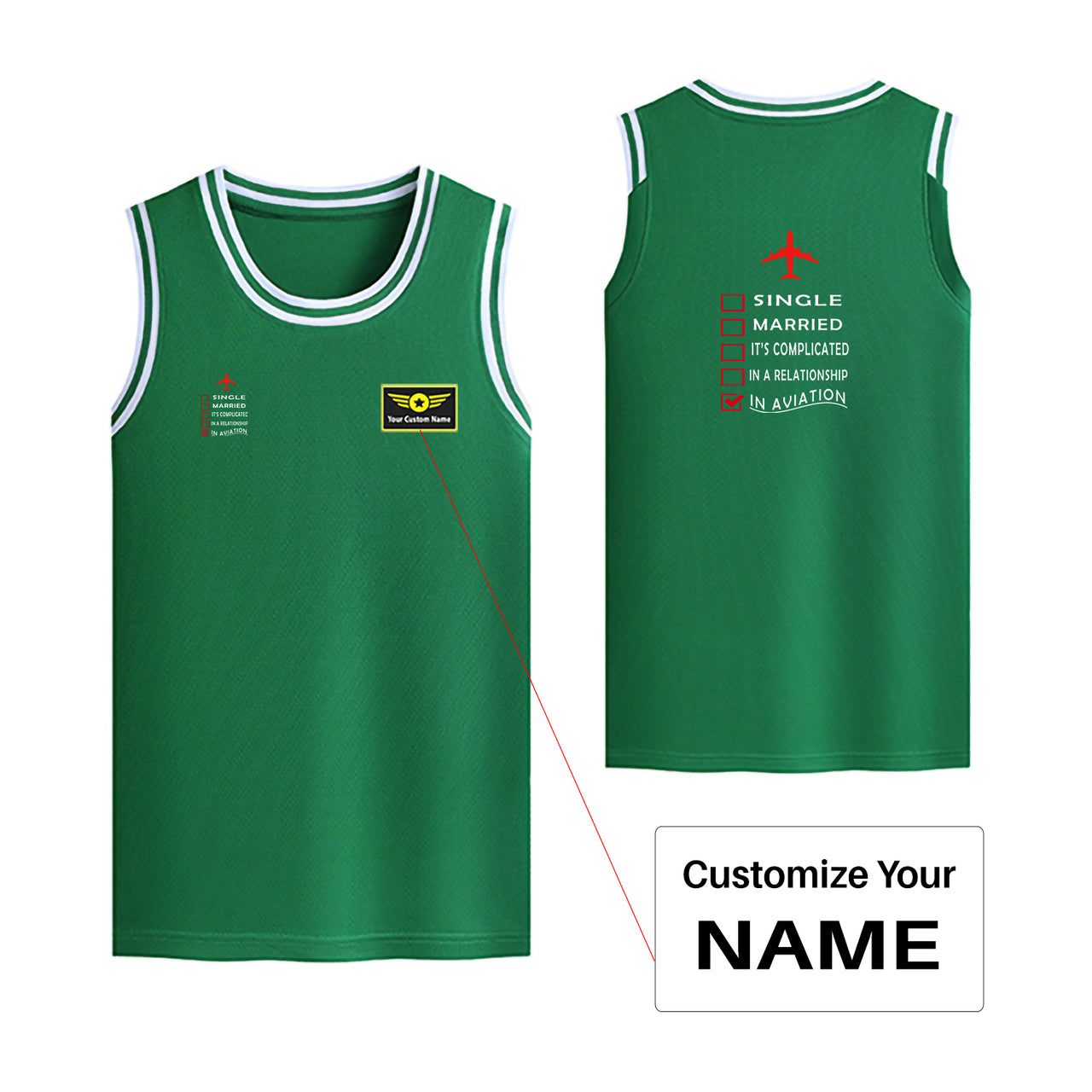 In Aviation Designed Basketball Style Sports Tank Tops