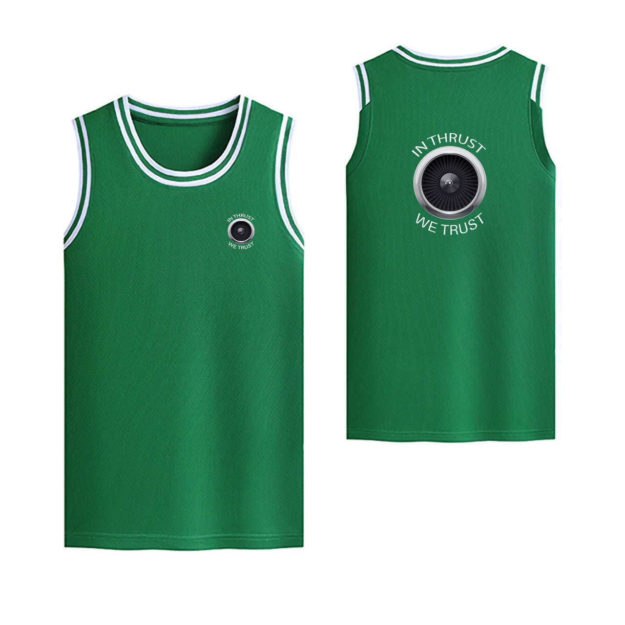 In Thrust We Trust Designed Basketball Style Sports Tank Tops